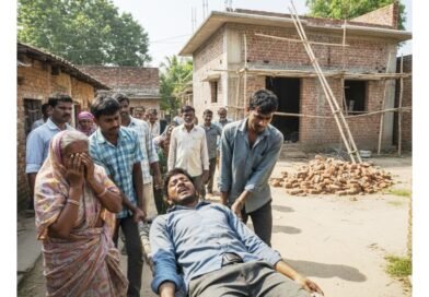 नवनिर्मित घर की छत से गिरकर युवक की रीढ़ की हड्डी टूटी, हालत गंभीर; लखनऊ रेफर