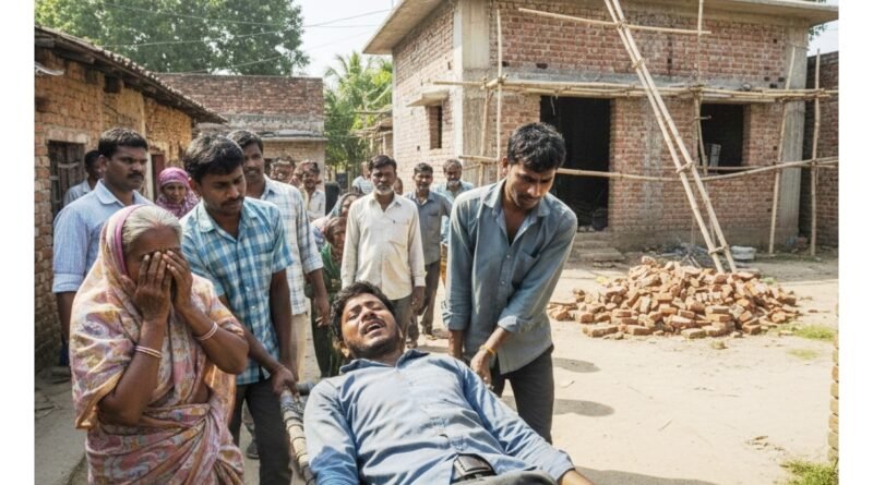 नवनिर्मित घर की छत से गिरकर युवक की रीढ़ की हड्डी टूटी, हालत गंभीर; लखनऊ रेफर