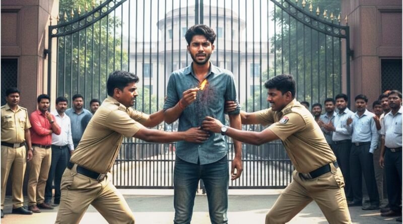 सिद्धार्थनगर: पुलिस की कार्यशैली से क्षुब्ध होकर युवक ने कलेक्ट्रेट गेट पर किया आत्मदाह का प्रयास सिद्धार्थनगर: पुलिस की कार्यशैली से क्षुब्ध होकर युवक ने कलेक्ट्रेट गेट पर किया आत्मदाह का प्रयास