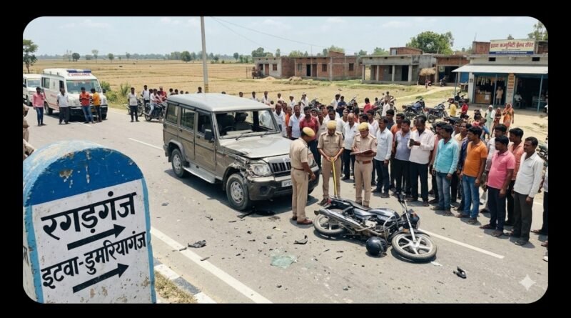 इटवा-डुमरियागंज मार्ग पर भीषण हादसा: बोलेरो की टक्कर से बाइक सवार युवक की मौत, अस्पताल में वाहन छोड़कर चालक फरार