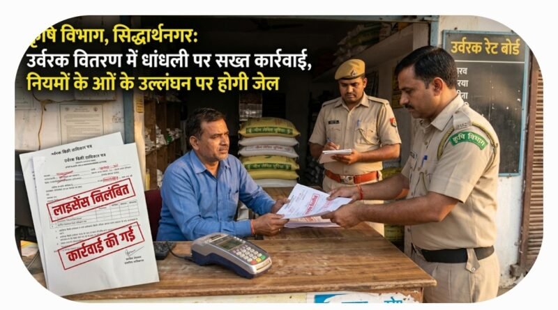 उर्वरक वितरण में धांधली पर सख्त एक्शन: सिद्धार्थनगर में तीन दुकानों के लाइसेंस निलंबित, नियमों के उल्लंघन पर होगी जेल उर्वरक वितरण में धांधली पर सख्त एक्शन: सिद्धार्थनगर में तीन दुकानों के लाइसेंस निलंबित, नियमों के उल्लंघन पर होगी जेल