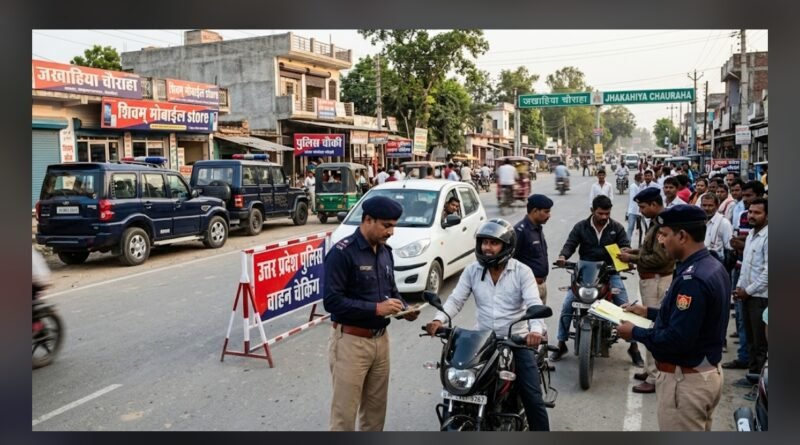 झकहीया चौराहे पर पुलिस का कड़ा पहरा: सघन चेकिंग से नियम तोड़ने वाले वाहन चालकों में मचा हड़कंप झकहीया चौराहे पर पुलिस का कड़ा पहरा: सघन चेकिंग से नियम तोड़ने वाले वाहन चालकों में मचा हड़कंप