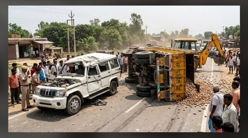 जोगिया में बड़ा सड़क हादसा: ट्रक और बोलेरो की भीषण भिड़ंत, दो की हालत गंभीर जोगिया में बड़ा सड़क हादसा: ट्रक और बोलेरो की भीषण भिड़ंत, दो की हालत गंभीर
